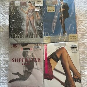 1 LOT of 4 pairs of stockings, Levee, Ergee, and Hudson, multiple colors